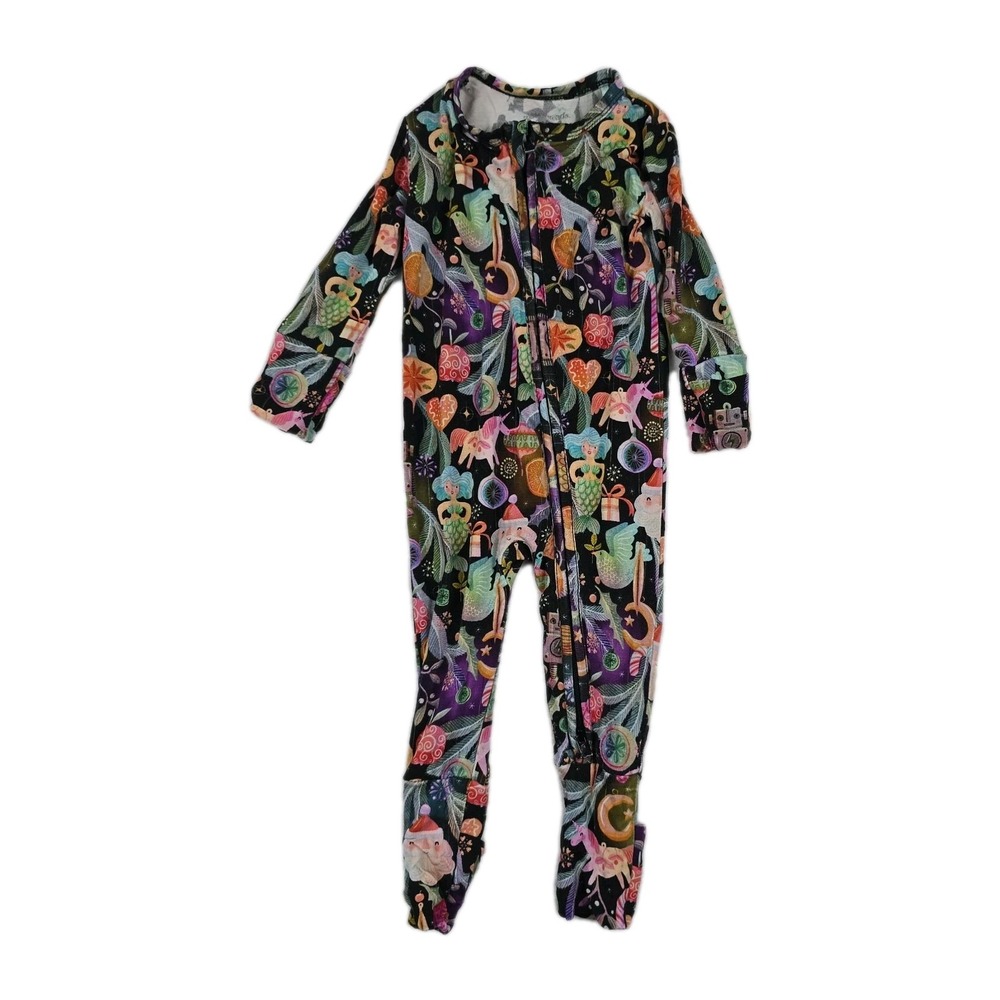 Little Sleepies Holiday Magic Mermaid Unicorn Zippy Bamboo Pajamas 3-6 Months